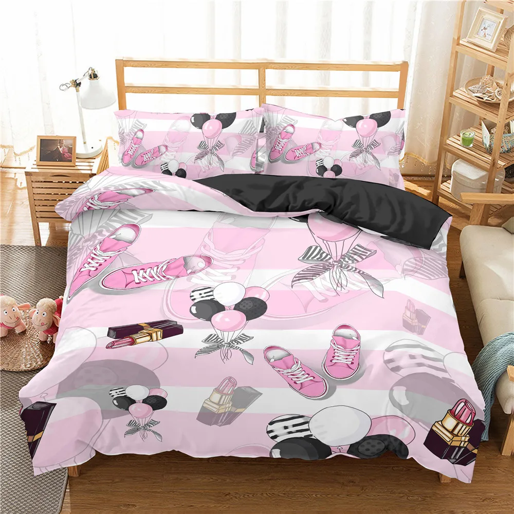 Fashion Bedding Set Cosmetic Theme Duvet Cover King/Queen Size Modern Perfume Lipstick Nail Polish Style Polyester Quilt Cover