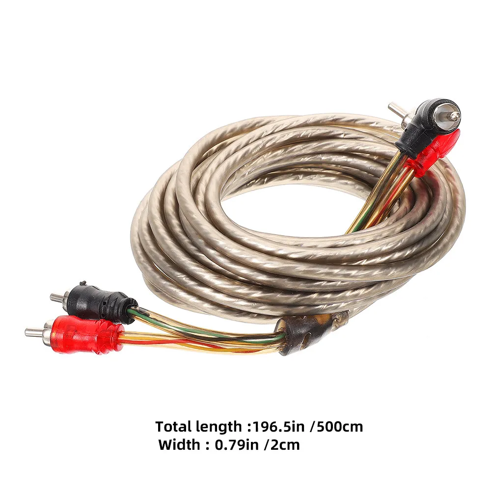 5M Car Audio Speaker Wire Kit Subwoofer Rca Cable Adapter with Copper Connectors for Clear Sound Stable Transmission Universal