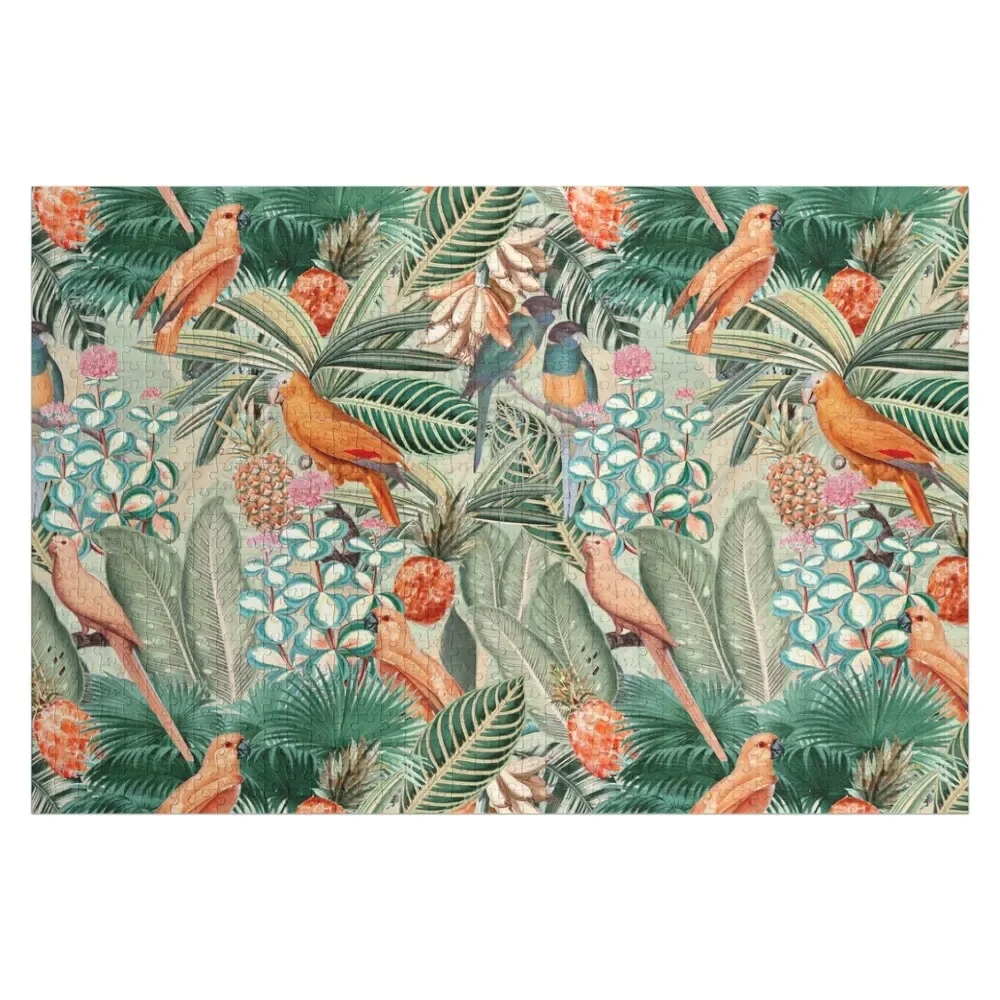 

Vintage Orange Tropical Bird Jungle Botanical Garden Jigsaw Puzzle Personalized Name Anime Puzzle