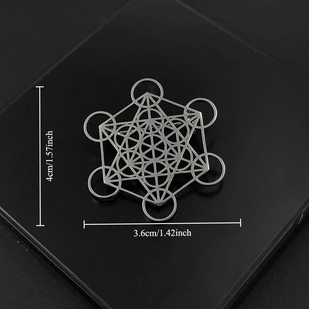 Gentleman Geometry Flower of Life Metal Brooch Metatron Cube Hollow Brooches Clothes Bags Decorative Pins