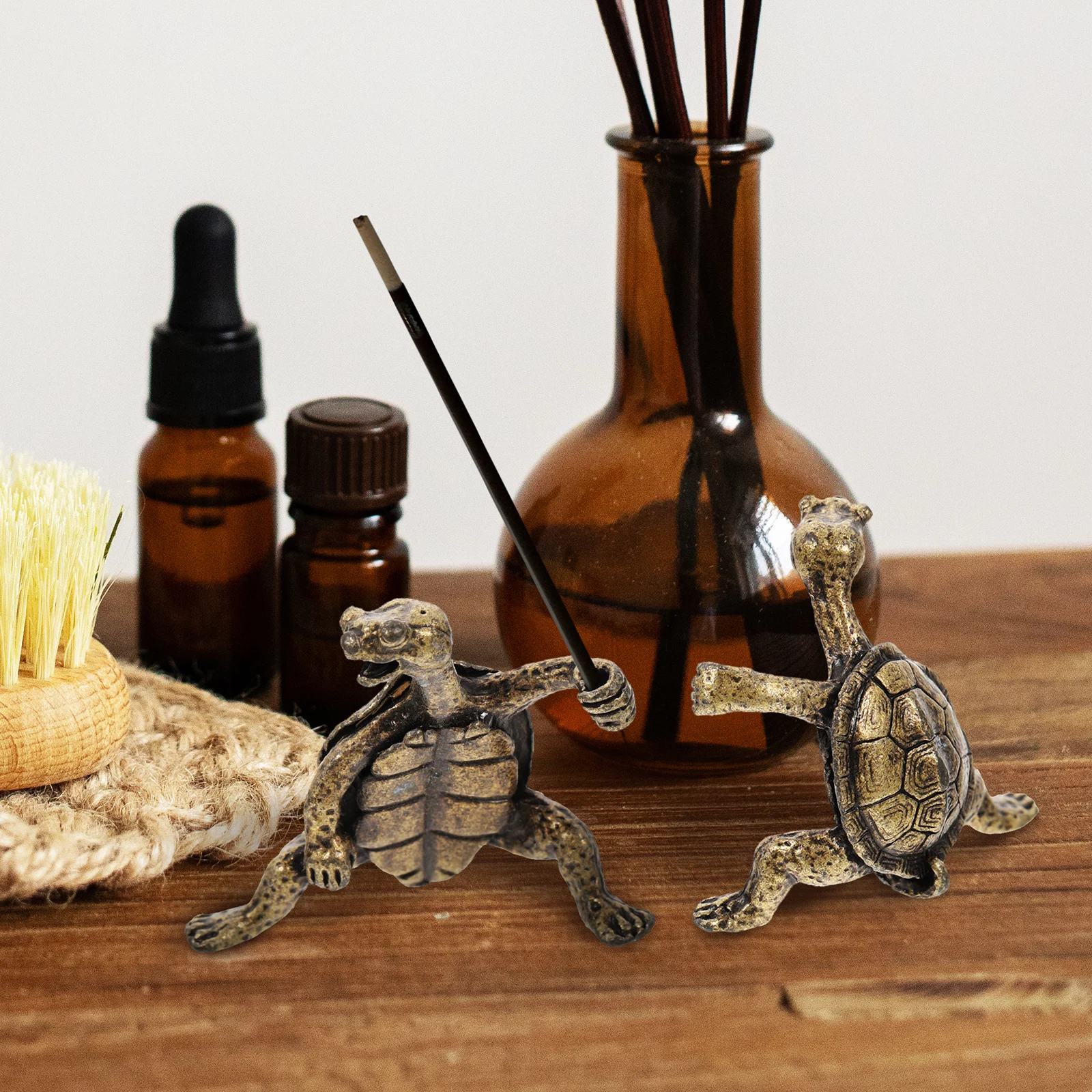 

2Pcs Turtle Incense Holder Metal Home Decor Vintage Crafted Long Life Premium Zinc Alloy Easy to Use Incense Holders