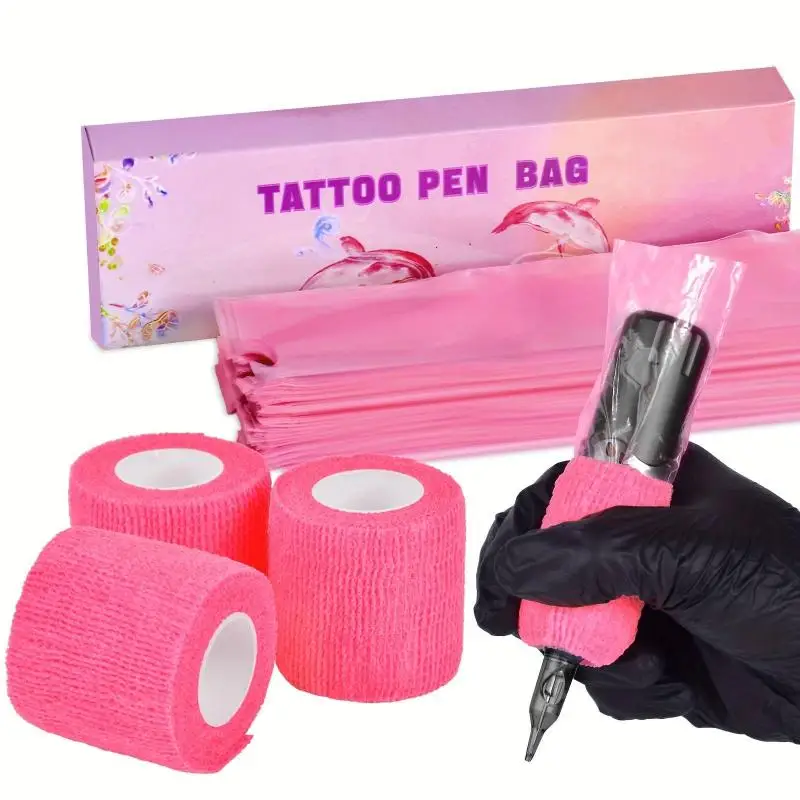 

【HM】200Pcs Tattoo Pencil Sleeve Bag Covers 3Pcs Bandage Practice Tattoo Sets Microblading Supplies For Artists