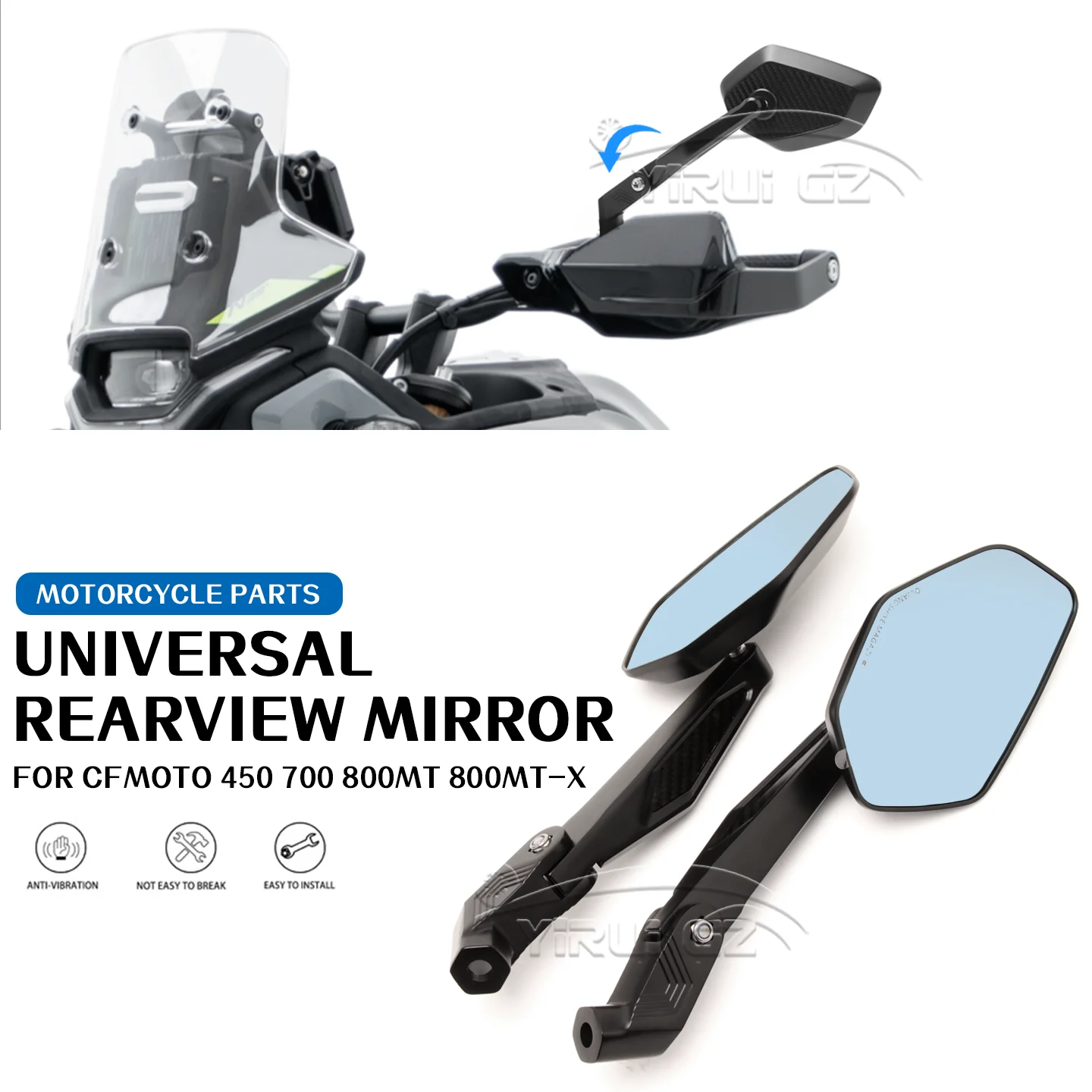 

Motorcycle rearview mirror Blue light anti-glare mirror Rearview Side Mirror anti-glare mirror FOR CFMOTO 450MT 700MT 800MT/MT-X