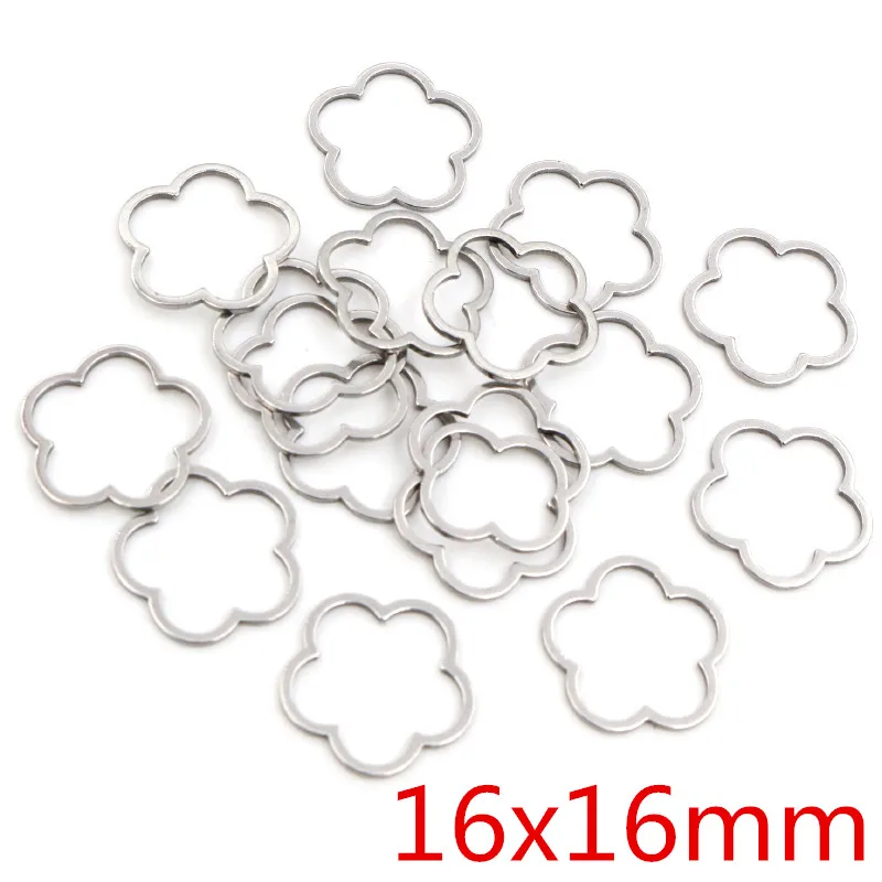 20pcs 3 Size Flowers Charm Gold Stainless Steel Pendant Open Bezels Hollow Pressed Resin Frame Mold Bezel DIY Jewelry Making