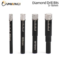 Round Shank Diamond Coated Drill Bit Tile Marble Glass Ceramic Hole Saw Dry Drill Diamond Core Bit Meal Drilling 1PCS 5-16mm