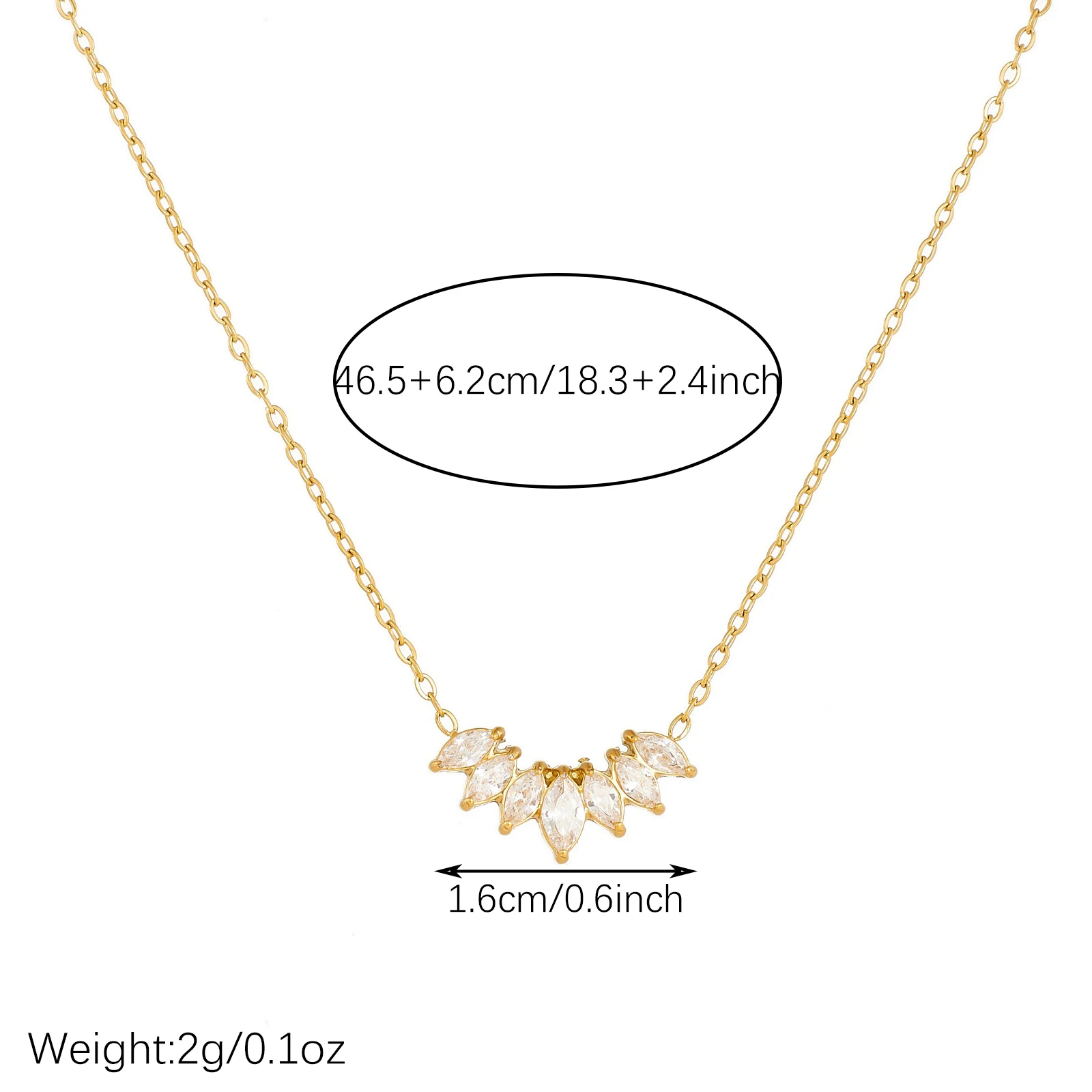 MEYRROYU 316L Stainless Steel Zircon Leaf Crystal V-Shaped Pendant Necklace Dainty Elegant Classic Women Neck Chain Jewelry Gift
