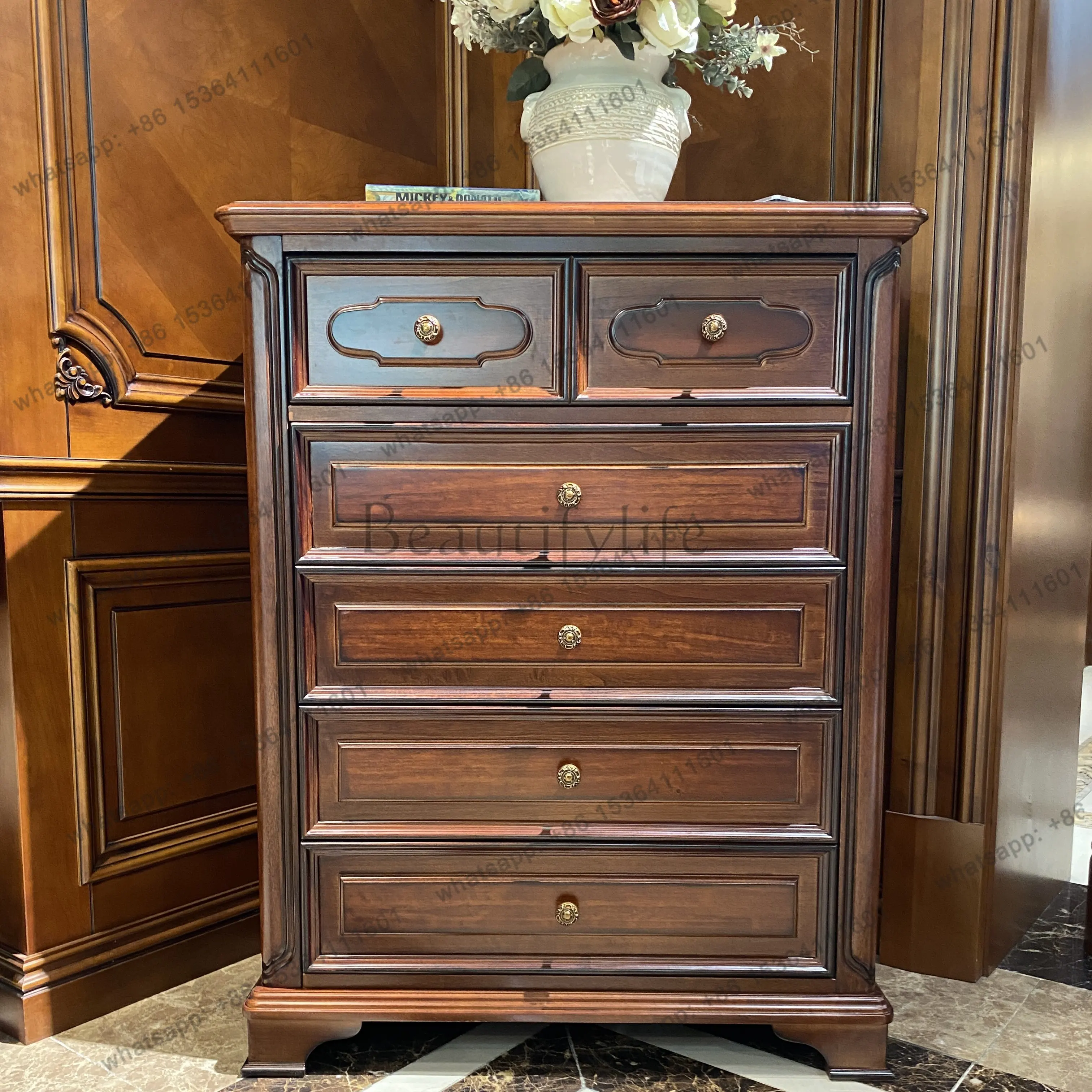 

American solid wood five-cabinet decorative cabinet entrance storage cabinet, length 880 * width 450 * height 1129mm