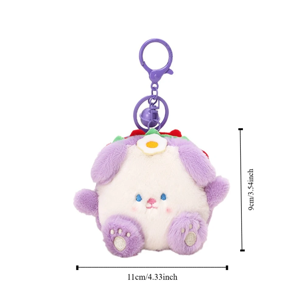 Porte-clés en peluche Kawaii pour chien avec fermeture éclair, mini sac de rangement, porte-clés, sandwich, beurre, doux, créatif, dessin animé, portable