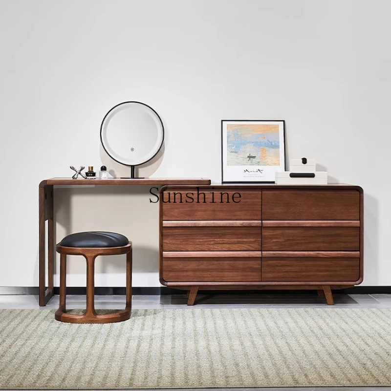 

Solid wood dresser, chest, integrated storage cabinet, bedroom corner retractable makeup table