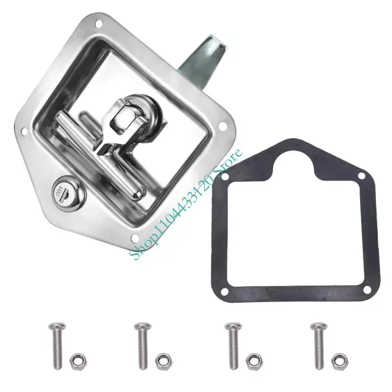 Keyed Door Lock T-Handle Latches Assembly Stainless Steel Body and Recessed Handle for Motorhome RVs Door Replacement