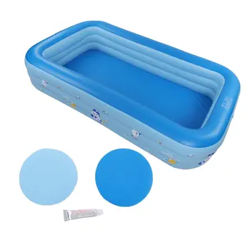 Bardzo Duży Dmuchany Basen 118x68x21 z Pogrubionego PVC, Basen Rodzinny z Szybkim Zaworem Odpływowym, Przenośny Basen Dmuchany, Na Zamówienie