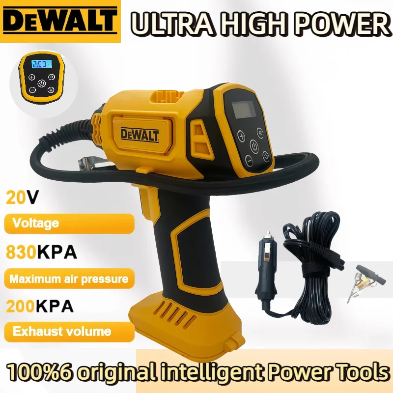 

Электрический воздушный насос Dewalt, автоматический компрессор с цифровым манометром для накачивания автомобильных шин, беспроводной перезаряжаемый ручной