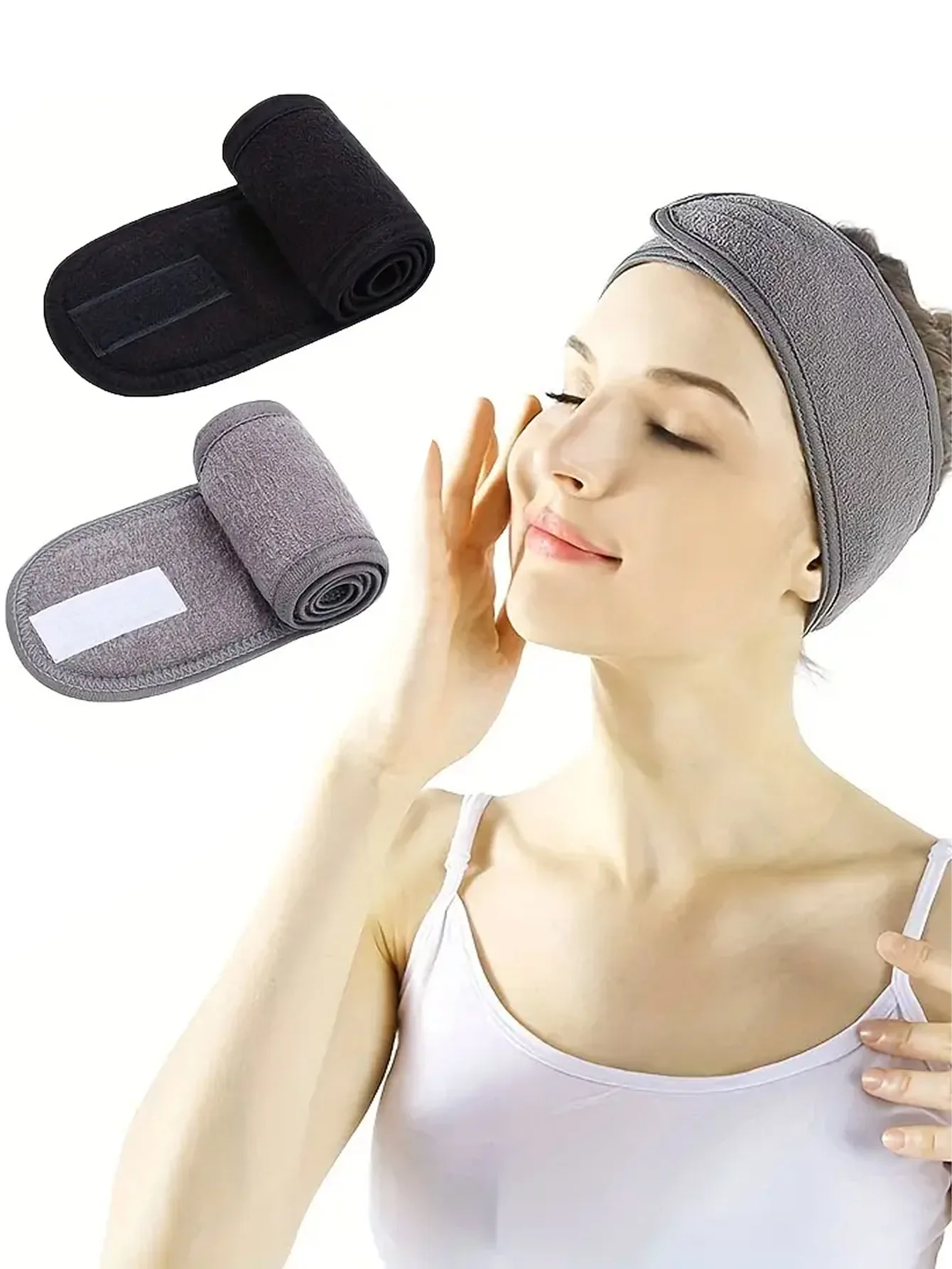 Adjustable Head Band Women Spa Wide Hairband Yoga Bath Shower Makeup Wash Face Cosmetic Headband Soft Toweling Hair Accessories