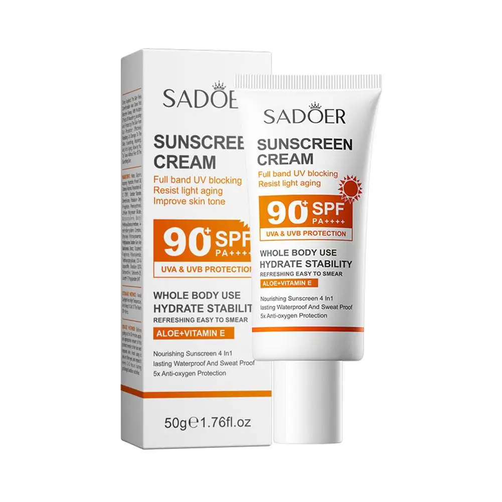 Crema de protección solar con FPS 90 ++, protección hidratante para la piel, previene el cuidado de eliminación de manchas solares, 50g, 80g, daño facial, piel O5B8