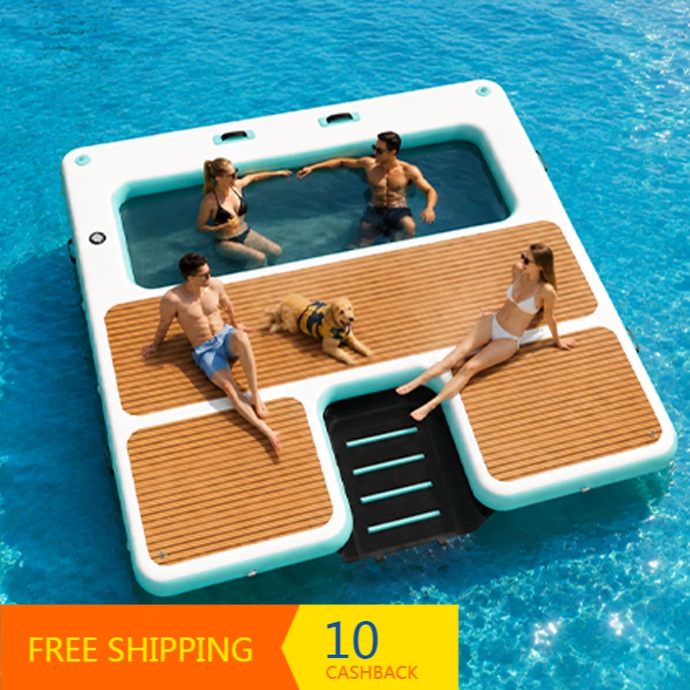 OEM Boat Accessory Inflatable Floating Dock Multi‑Purpose Water Platform With Hammock Dog Ramp