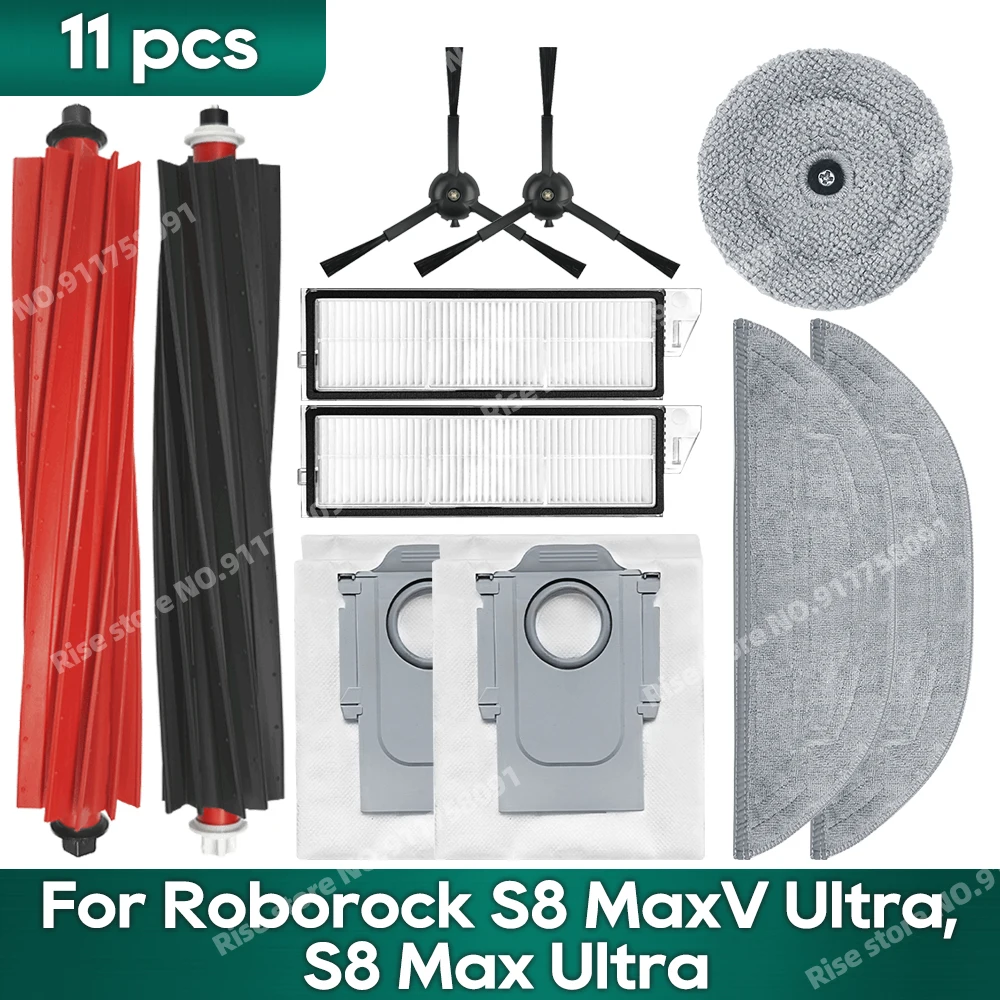 Fit for Roborock S8 MaxV Ultra/G20S Robot Vacuum Spare Parts Main Side Brushes Mop Cloths HEPA Filters Dust Bags Accessories