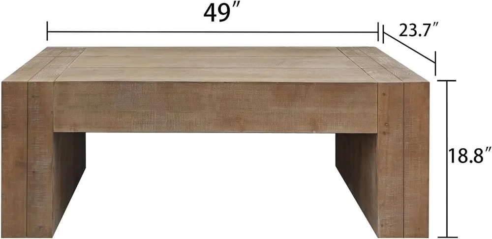 Natural Wood Coffee Table for Living Room Mid Century Modern Center Table