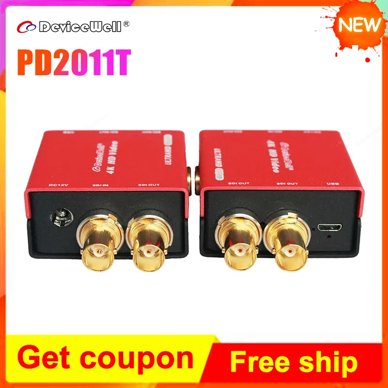 DeviceWell PD2011T Mini 4K HD Video SDI Monitor 2 SDI Outputs Signal HDMI-compatible Distributor 12G Converter