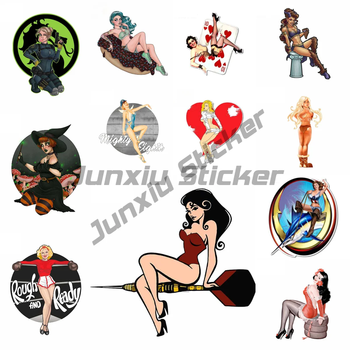 

Pin Up Girl Creative Car Sticker Scratch-Proof Waterproof Vinyl Material Car Door Protector RV Decor Decals