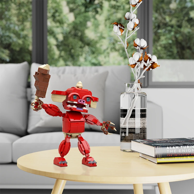 Blocs de construction assemblés modèle petit monstre rouge MOC, jouet créatif à monter soi-même, cadeau d'halloween et de noël