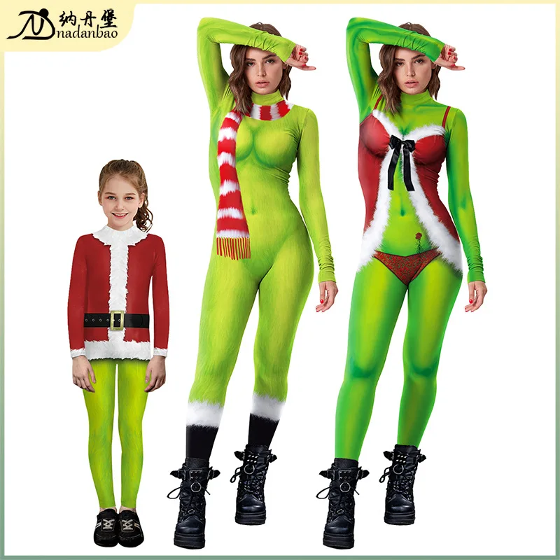 Christmas costumes parent-child costumes cosplay stage costumes digital printed jumpsuits tight fitting jumpsuits prop costumes