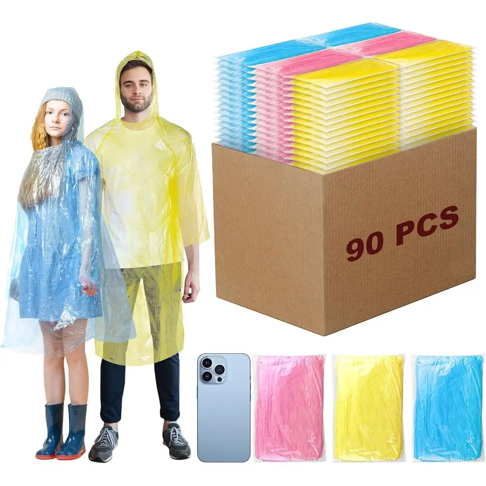 

twoworld 90 Pcs Disposable Rain Ponchos or Women Bulk,Ency Ponchos Rain Adult or Men Women Kids Travelling Camping Hiking