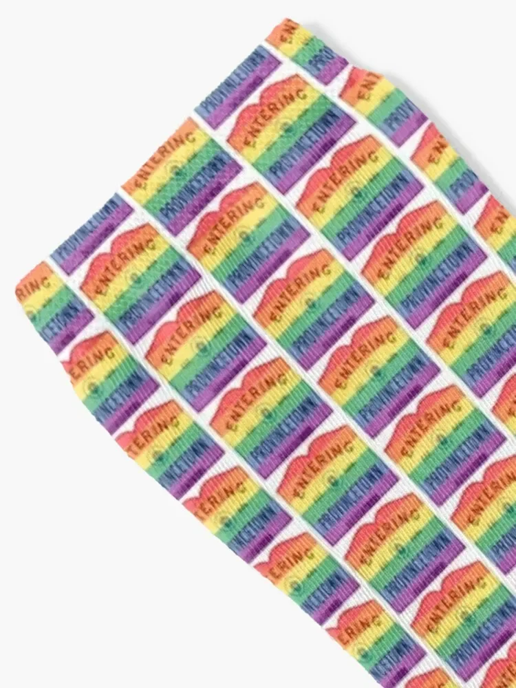 Entering Provincetown Rainbow Road Sign Socks anti-slip floral Boy Socks Women's