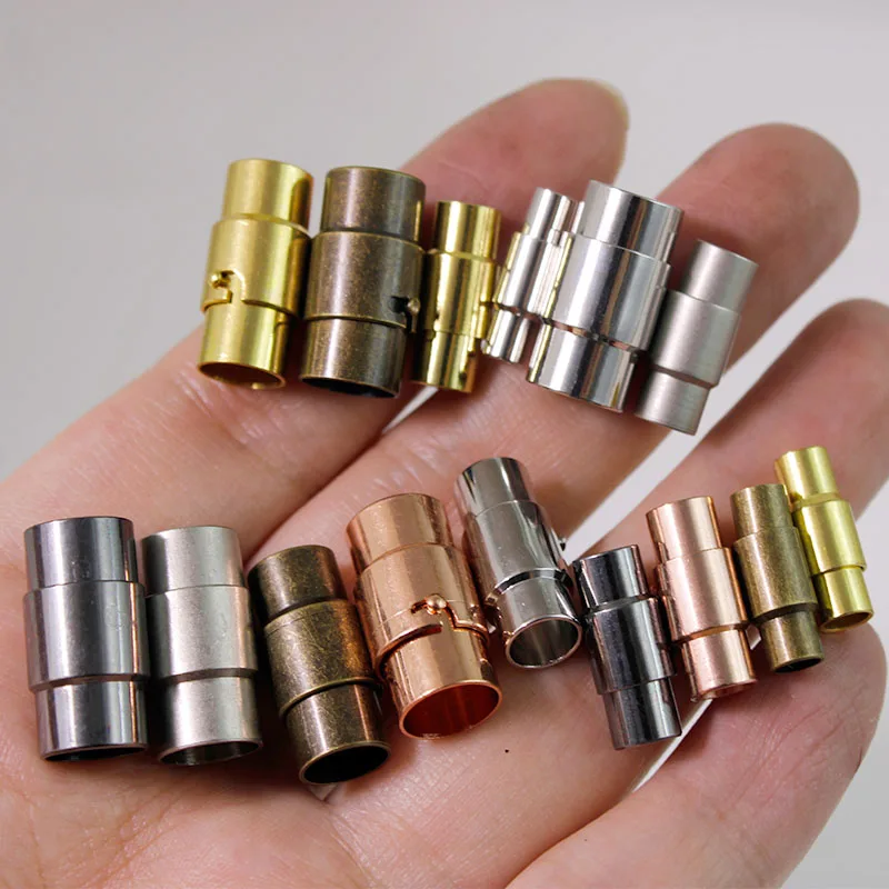 5Pcs 3 4 5 6 7 8 9 10 mm Leather Connectors Clasps Cord End Caps Closures Bracelet Necklace Buckle for Jewelry Making DIY Crafts