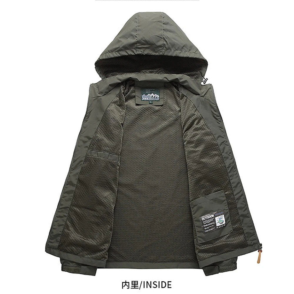 Brand Spring/Autumn Outdoor Coat Hiking Outdoors High Quality Men Stormsuit Zipper Embroidery Hooded Coat Rainproof Sports Jacke