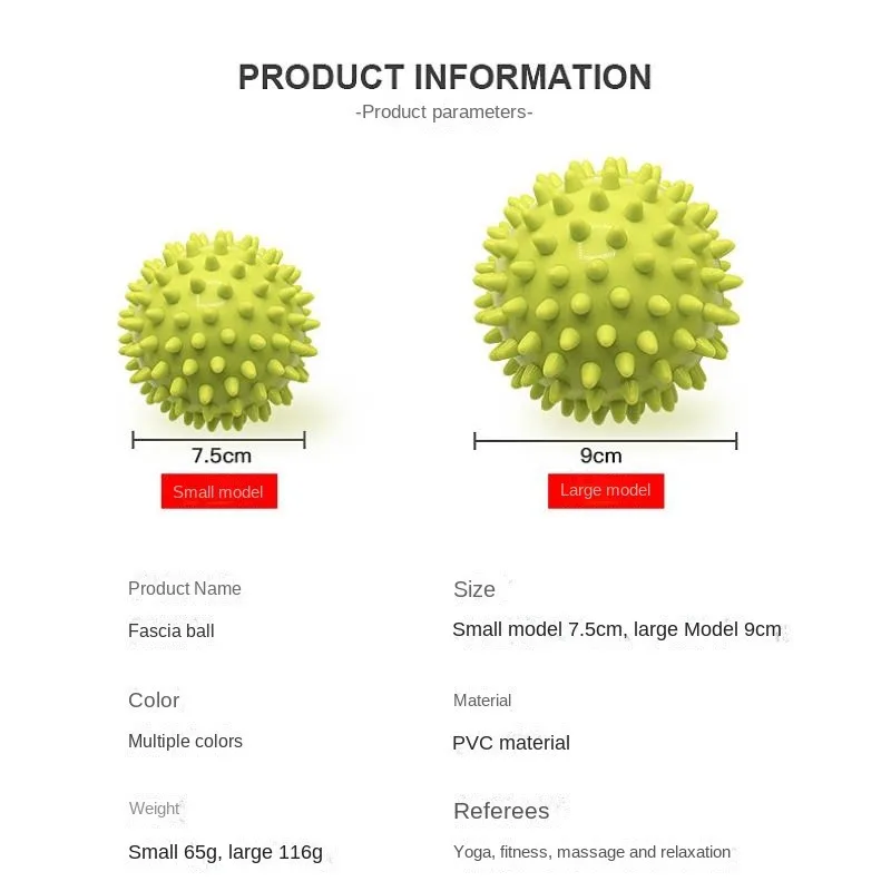 9cm PVC Spiky Massage Yoga Ball Trigger Point Sport Fitness Hand Foot Pain Stress Relief Muscle Relax Unisex Stab Massage Ball