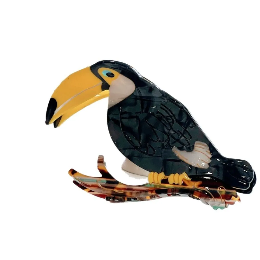 Sweet Cute Acetic Acid Hair Claw Grasp Crow Bird Hair Clip Headwear Woodpecker Cartoon Animal Shark Clip Daily