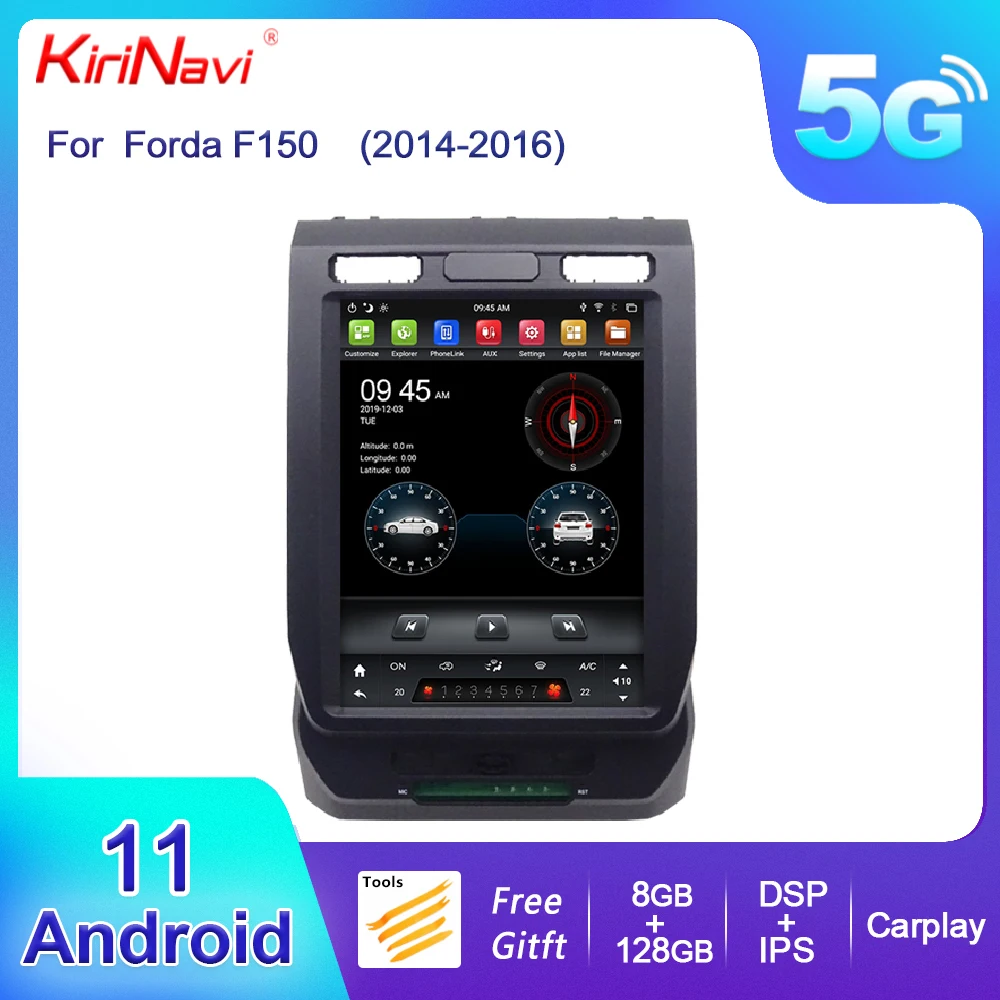 KiriNavi Android Vertical Screen Tesla Style Car Radio For Ford F150 Auto GPS Navigation DVD Multimedia WIFI  Stereo 2014-2016