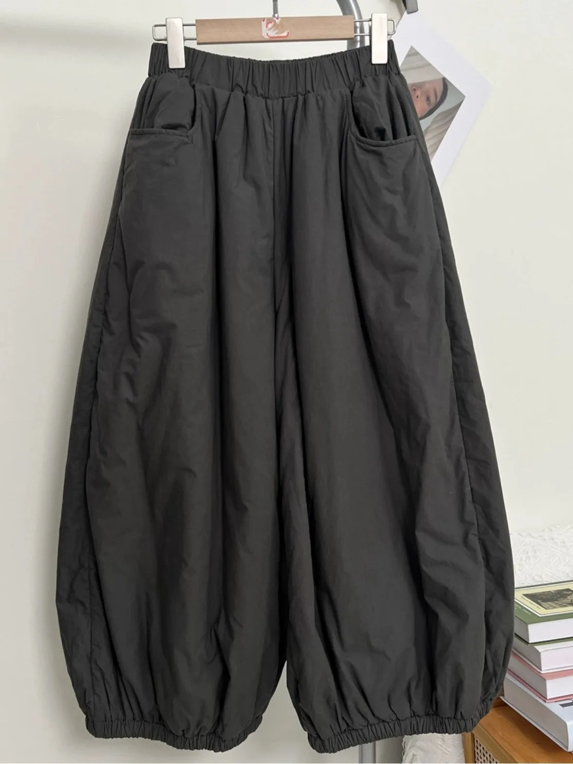 حجم كبير اليابانية Sle واسعة الساق القطن مبطن فانوس السراويل النسائية الشتاء ملابس خارجية ثي السراويل القطنية غير رسمية ملابس المنزل