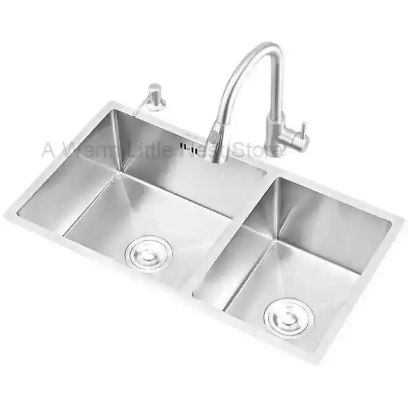 

Home Stainless Steel Kitchen Sinks Kitchen Accessories Dish Drainer Handmade Double-slot Modern Embedded Under-counter Washbasin