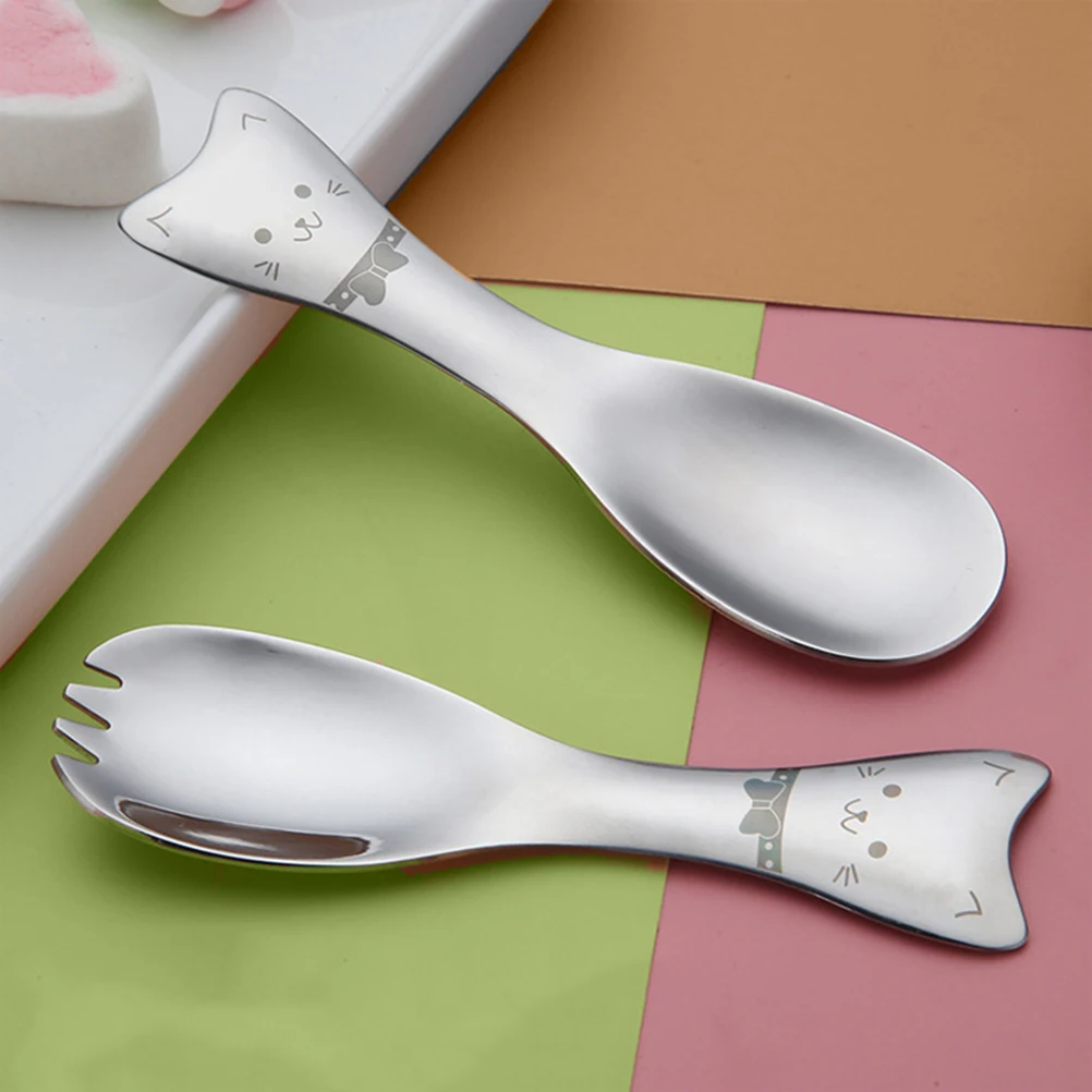 

2PCS Stainless Steel Cat Spoons Fine Polishing Dessert Coffee Stirring Ice Cream Kitchen Bar Utensils Premium