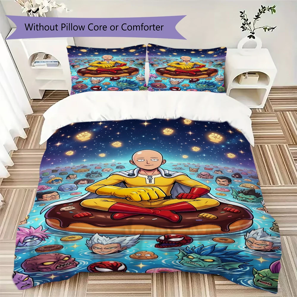 One-Punch Man Pillowcase & Duvet Cover Set Patterned Anime Bedding for Bedroom Decor Ideal Gift for Anime Lovers.-Xin