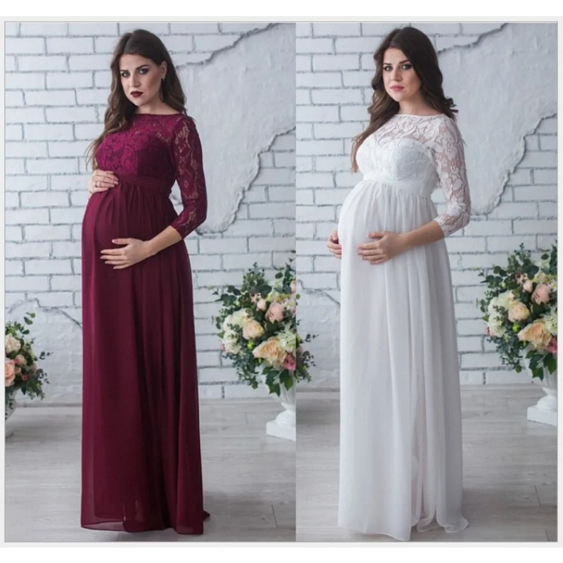 Pregnant Mother Dress Maternity Photography Props Women Pregnancy Clothes Lace Dress For Pregnant Photo Shoot Clothing