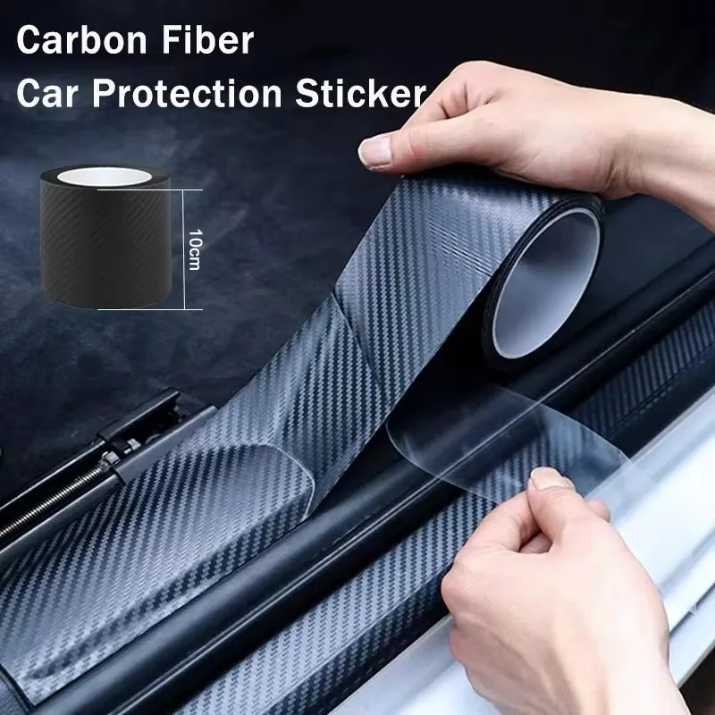 

3D Nano Carbon Fiber Car Bumper Door Guard Protection Film Car Door Sill Protector Sticker Black Waterproof Anti Scratch Tape