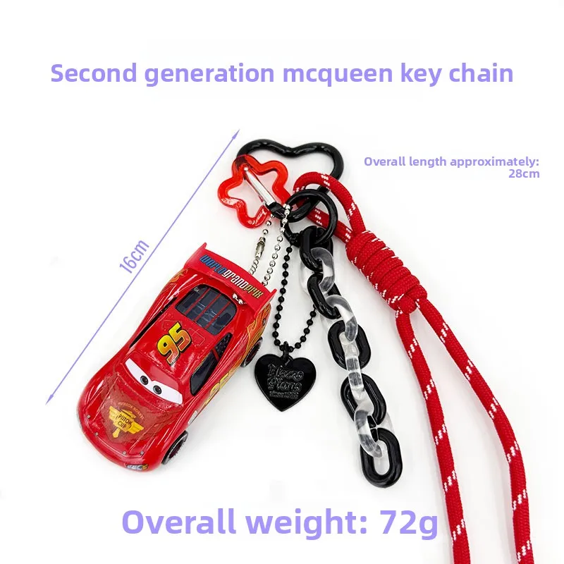 Neuer Lightning McQueen Auto-Schlüsselanhänger aus Legierung, Sammlerstück mit Lanyard und Dopamin-Kettenanhänger – Detail 7