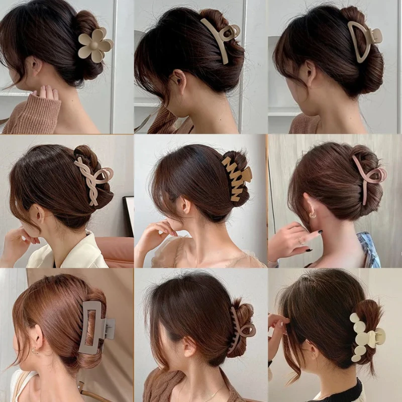 

Women Hair Claw Clips Korea Coffee Beige Acrylic Large Hair Claw Hairpin Geometric Barrettes Crab Girl Headwear Hair Accessories