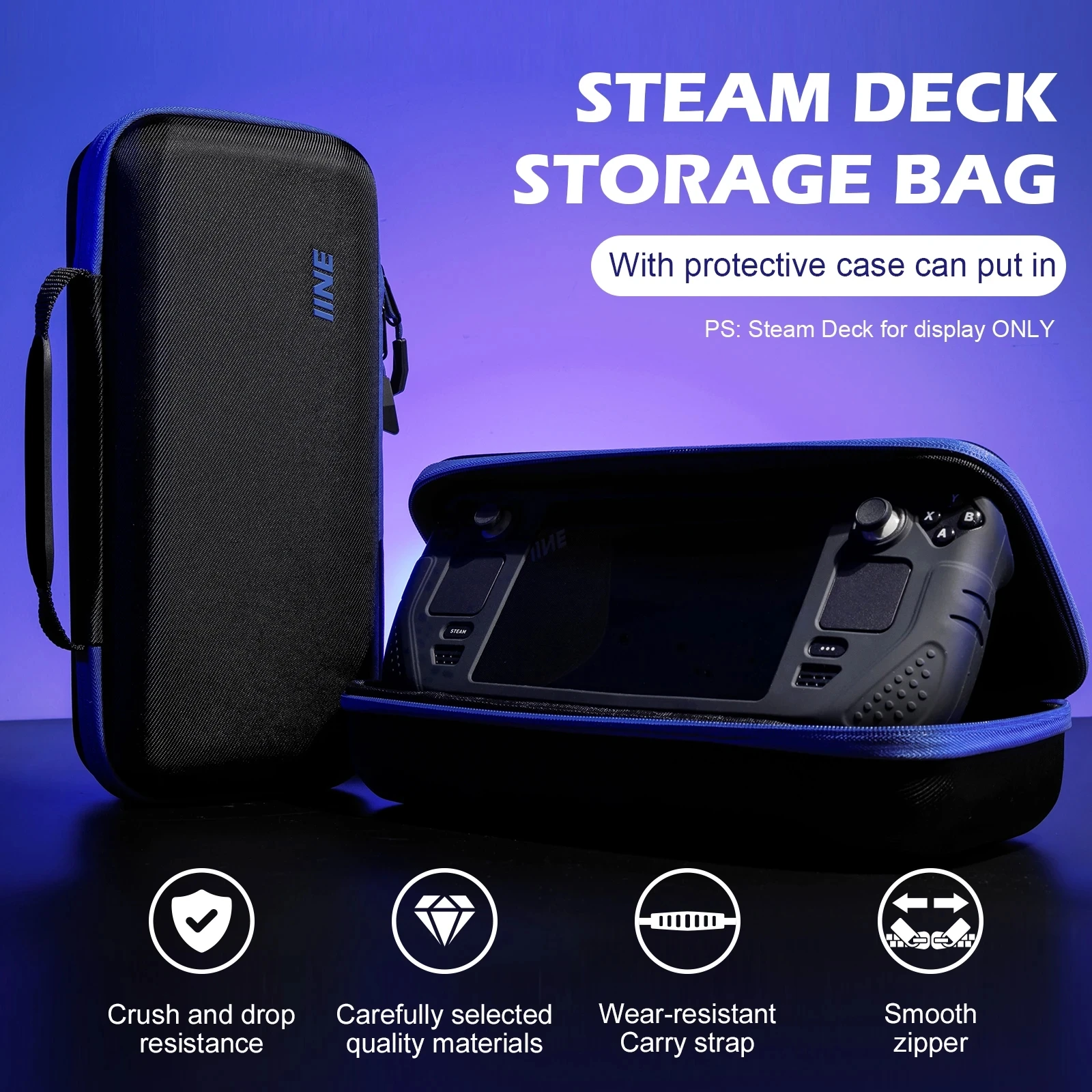 IINE Сумка для хранения Steam Deck, совместимая игровая консоль Steam Deck, портативная водонепроницаемая дорожная защитная сумка для паровой сумки