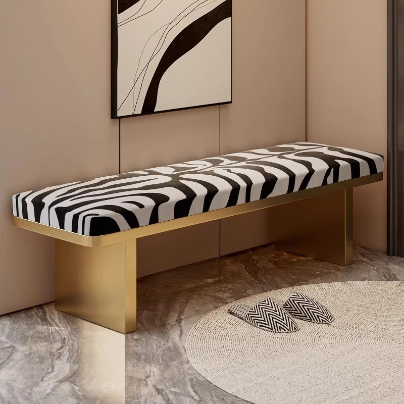 Luxury Entryway Bench Long Upholstered Shoe Stool for Bedroom End of Bed Seat Hallway Minimalist
