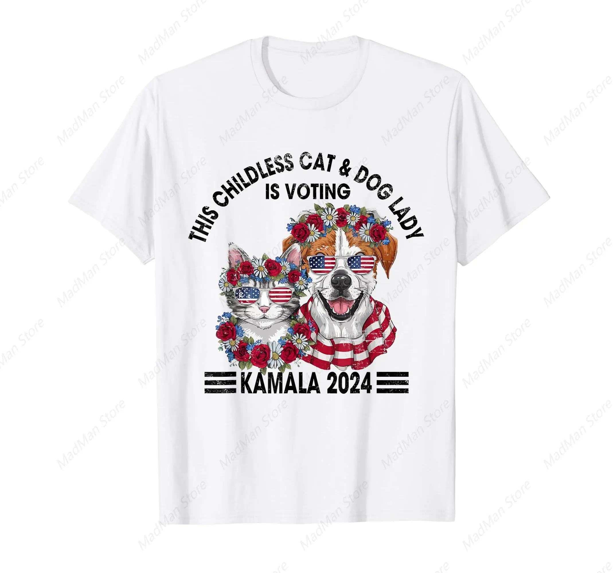 THIS CHILDLESS CAT AND DOG LADY IS VOTING KAMALA HARRIS 2024 T-Shirt