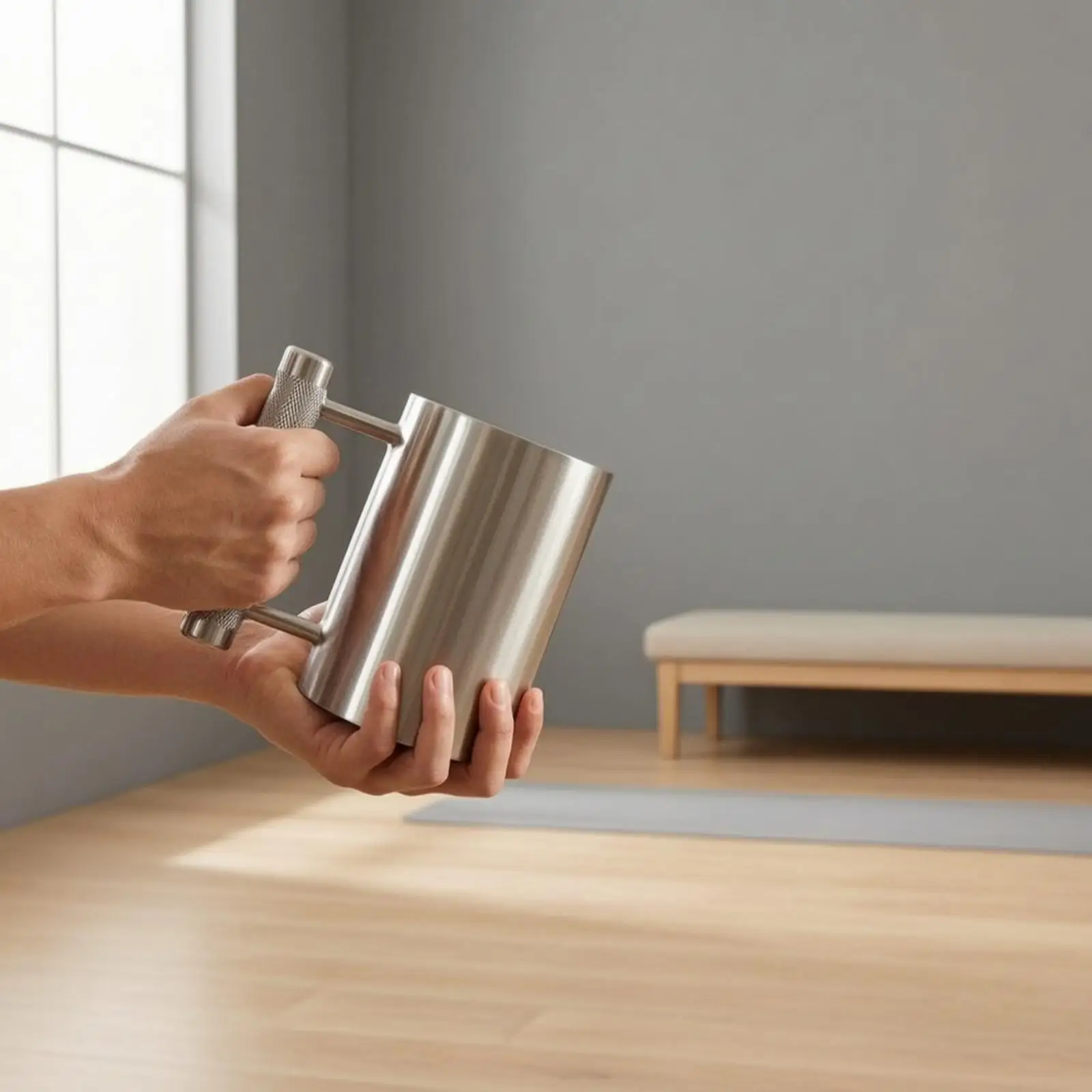 Heavy Dumbbell Mug Knurled Grip Dumbbell Mug Non-Slip Stainless Steel Cup with