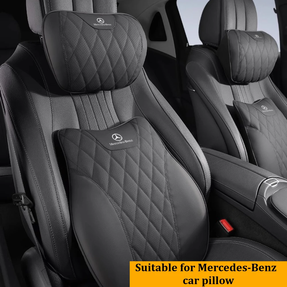 

Подушка для шеи и поясничная подушка из кожи наппа для автомобиля, удобные автомобильные аксессуары для Mercedes-Benz, универсальные защитные подушки