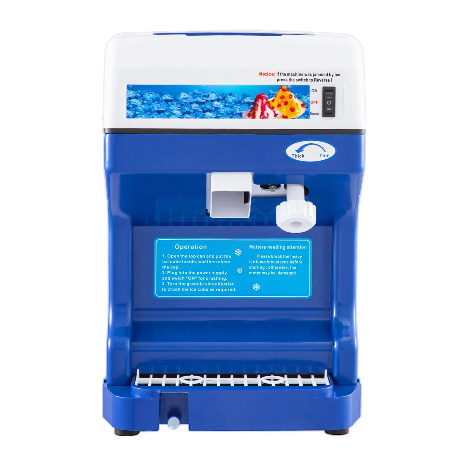 5L Automatic Snowflake Ice Shaver Machine, Commercial Ice Crusher for Street Stall, Household Slush & Snow Ice Maker
