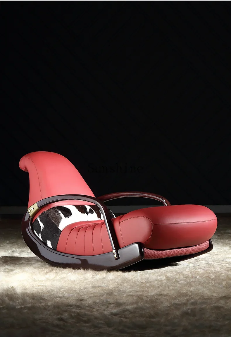 Design Leather Rocking Chair Caterpillar Lounger