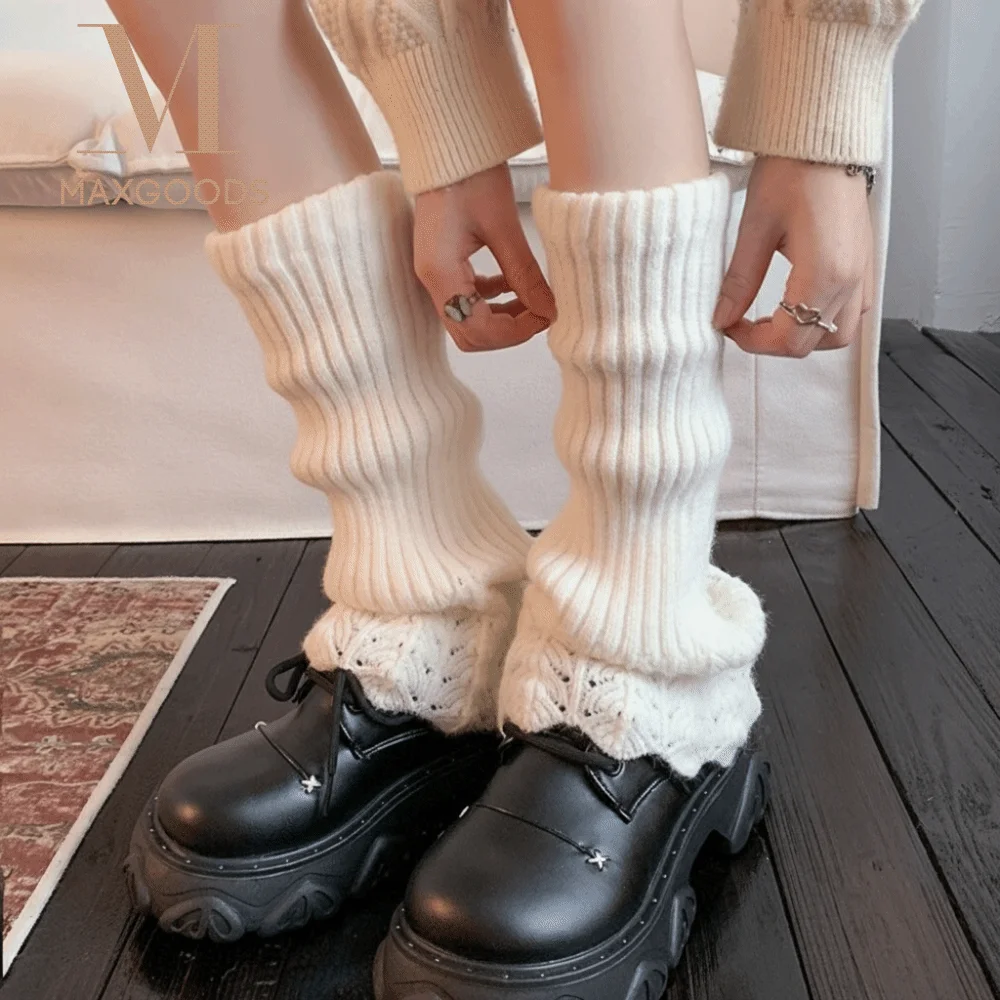 

A Pair Cotton Material Boot-Fit Sock Covers Retro Style Heavy-Duty Knitted Knitted Sock Covers Stretchable Thickened Warm