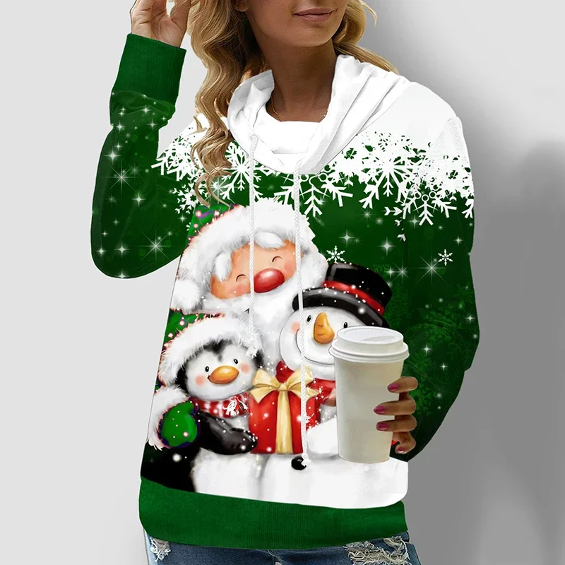 Women's Sweatshirt 3D Prints Christmas Theme Kawaii Graphics Long Sleeve T Shirt Casual Loose Fit O Neck Tee Long Sleeve Tops