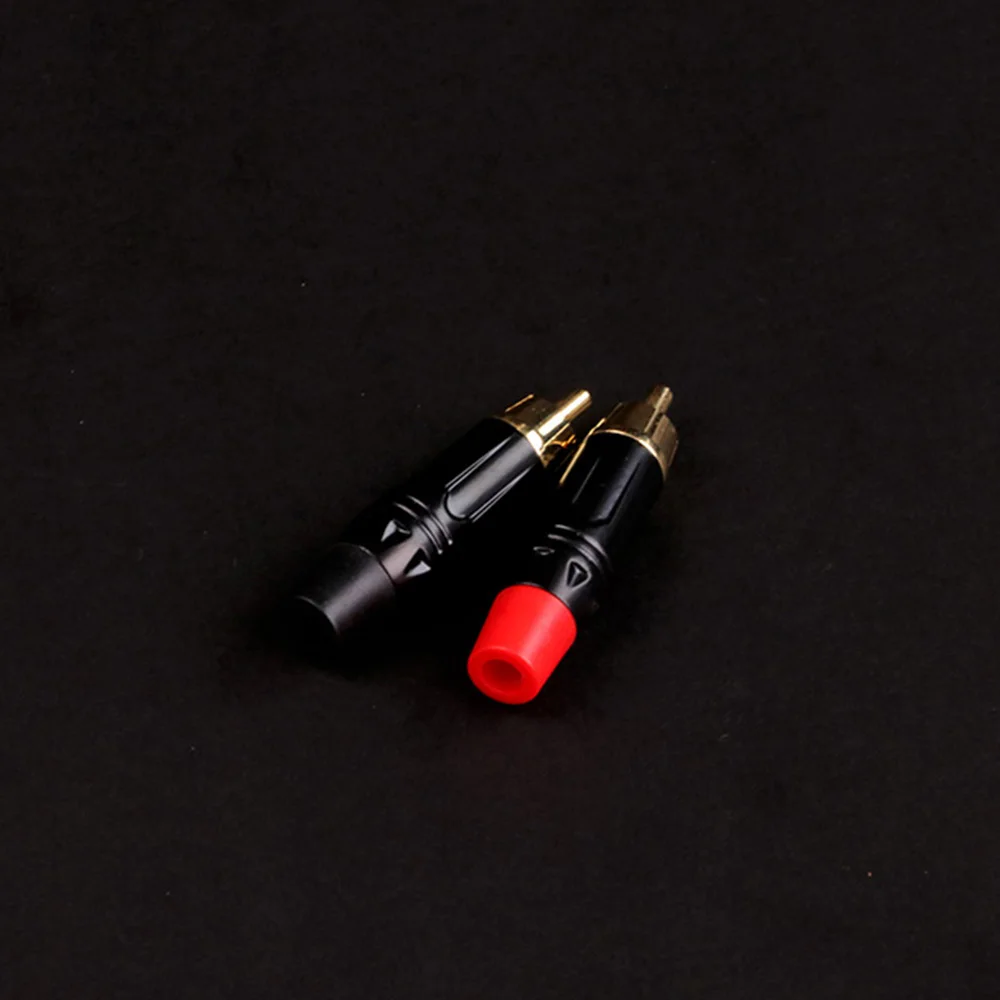 1PCS RCA Audio And Video Plug Connector RCA Male Lotus Jack Black Plating Electrophoresis With Gold Plated Head